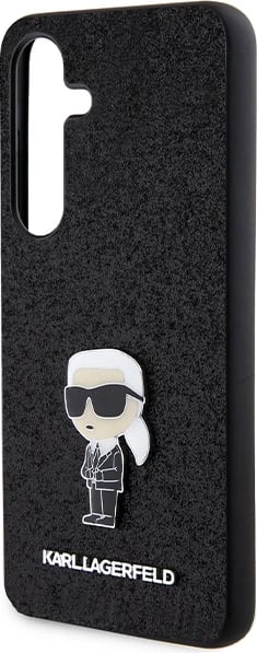 Mbështjellës Karl Lagerfeld Fixed Glitter Ikonik Logo Metal Pin për Samsung Galaxy S24, i zi
