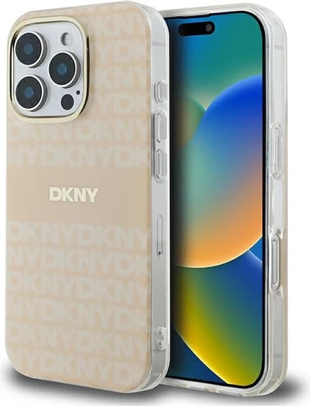 Mbështjellës DKNY Repeat Texture Pattern & Stripe MagSafe për iPhone 16 Pro, Rozë