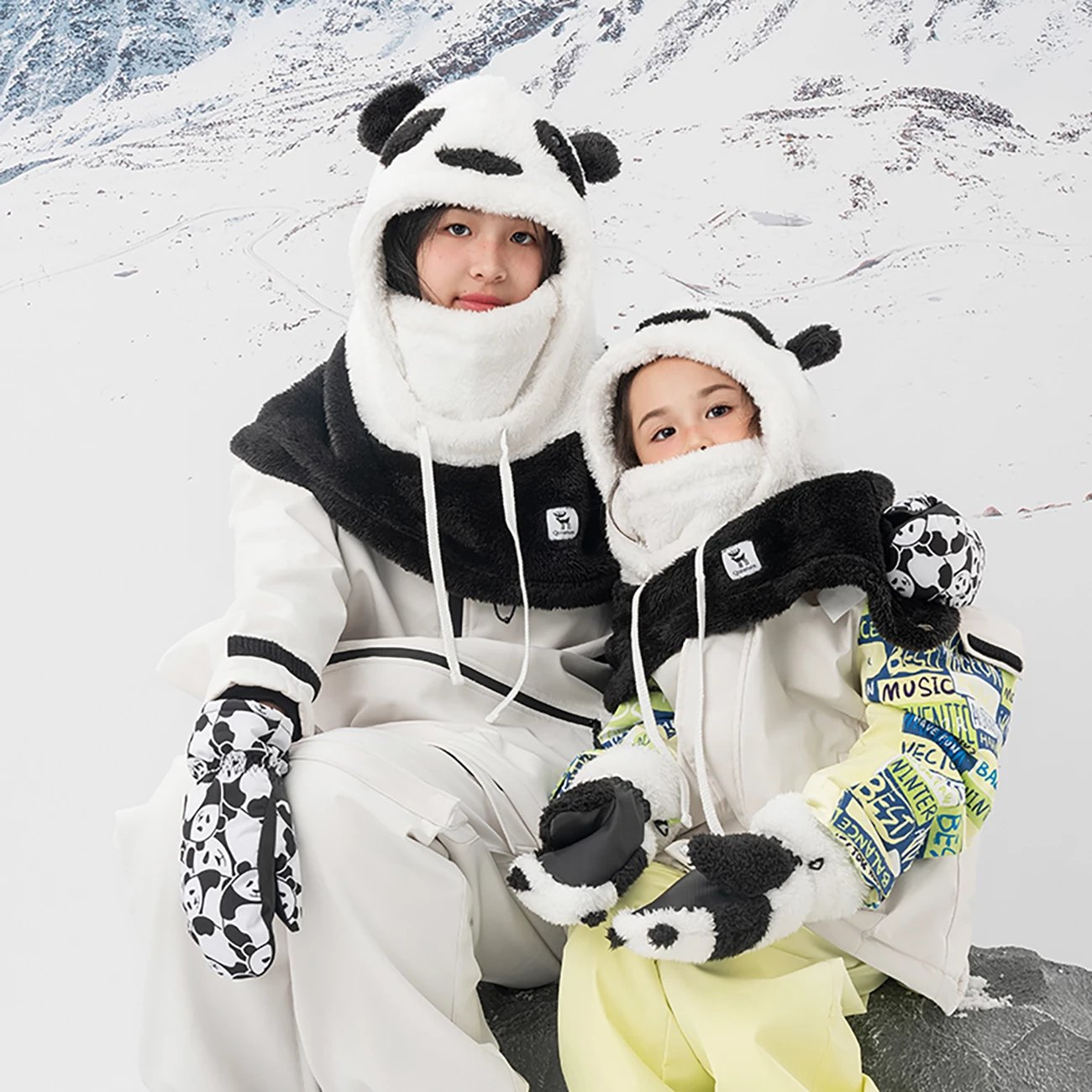 Doreza ski për fëmijë Qunature Panda Heat Transfer, S, e zezë/e bardhë