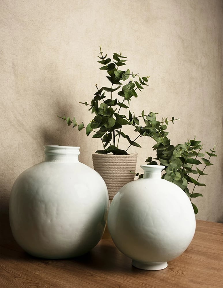 Vazo ICE AGE, qelq i ricikluar, e bardhë, 32x32x35cm