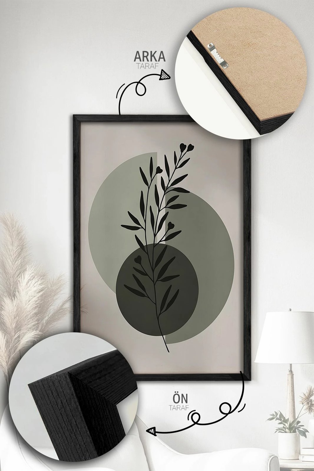 Pikturë dekorative me kornizë (3 copë), Wallity, Artvmodel36-Sıyah