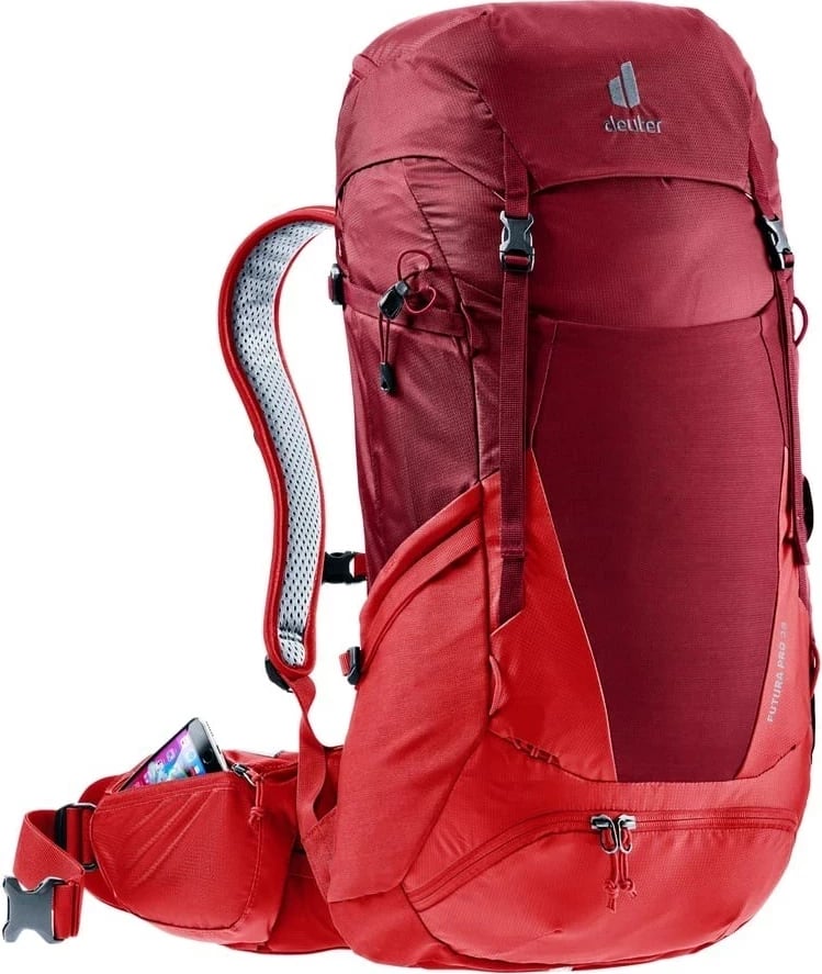 Çantë shpine Deuter Futura PRO 36 për hiking, e kuqe