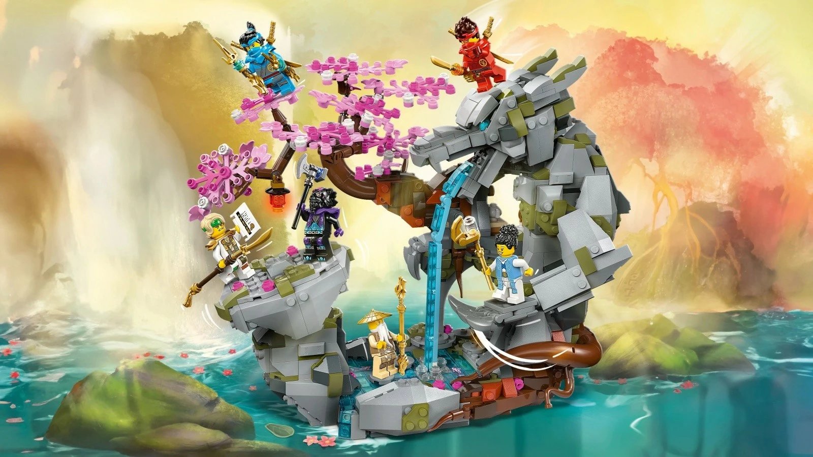 Set ndërtimi LEGO Ninjago Dragon Stone Temple 71819, 1212 pjesë, me 6 minifigura