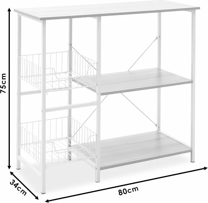 Raft dyshemeje Noon me MDF, ngjyrë bardhë-natyrale, 80x34x75cm