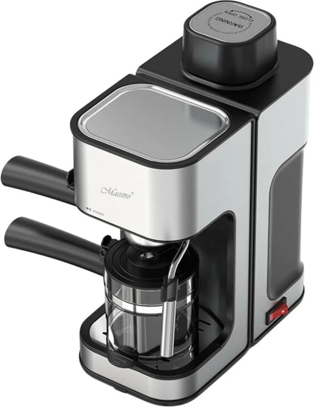 Aparat kafeje presion, Feel-Maestro MR-411, 800W, 3.5 bar, rezervuar 240 ml, shkumëzues qumështi, ngrohës filxhanësh, zi/argjendtë