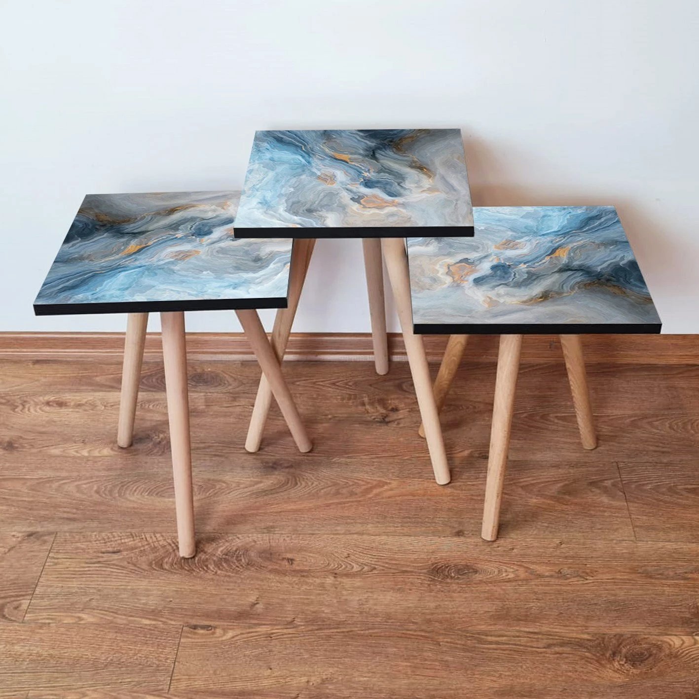 Tavolina ndihmëse të vendosshme (3 copë), Skye Decor, 3Shp178, ngjyrë kaltër