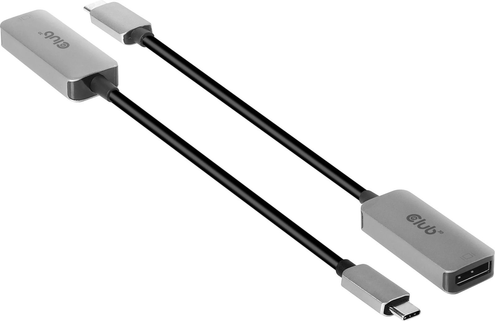 Adapter Club3D USB Type-C në DisplayPort 1.4, 8K60Hz, i zi/argjendtë
