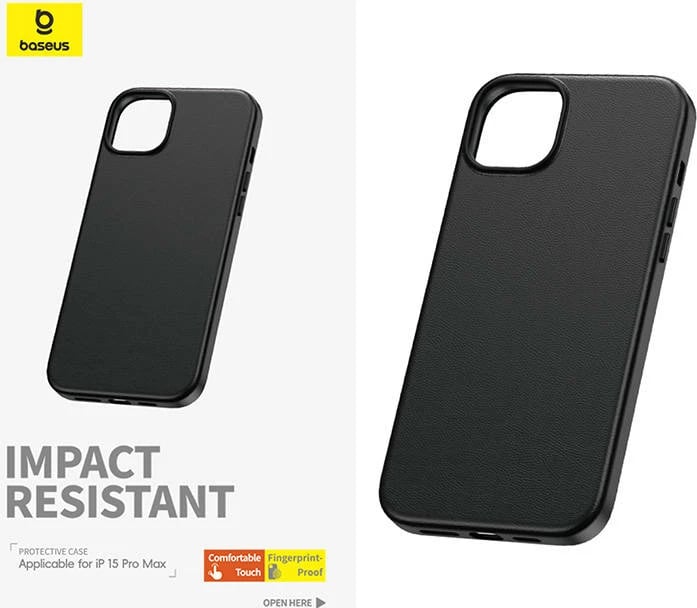 Mbështjellës Baseus Fauxther Series për iPhone 15 Pro Max, i zi