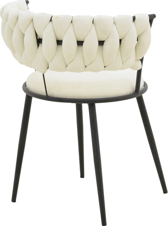 Set 2 ulëse Alkia I, stof ecru, këmbë metalike të zeza, 57x58.5x72cm