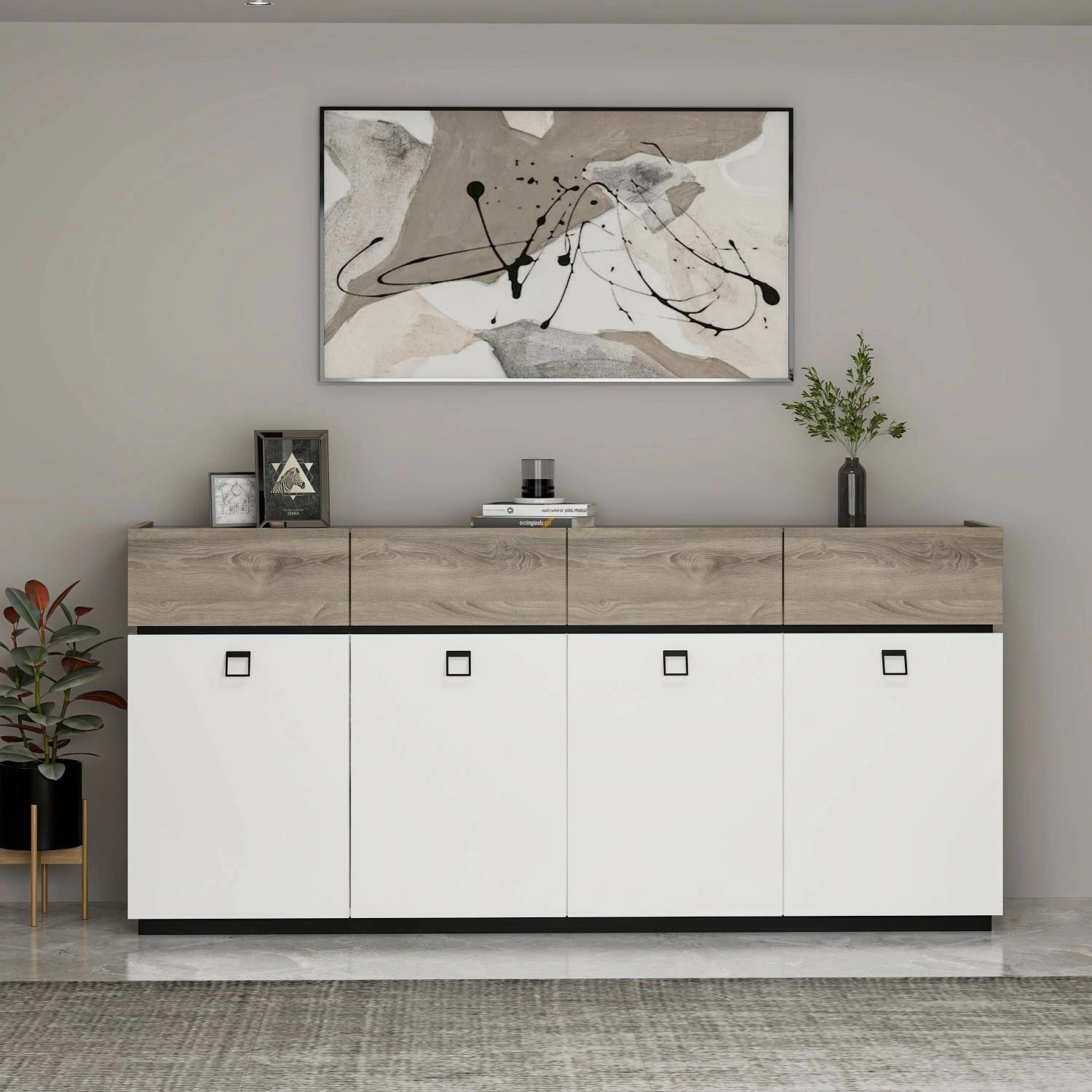 Konsol Skye Decor, Zara, e bardhë, e zezë