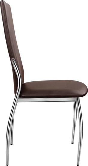 Karrige ngrënie Kim FH0080.05, ngjyrë kafe PU me kornizë metalike 45X55X99 cm, set prej 4 copë