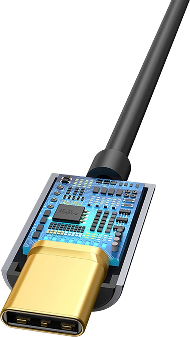 Adapter audio Baseus L54 CATL54-0G, USB-C në mini jack 3.5mm, DAC 24 bit 48 KHz, Gri