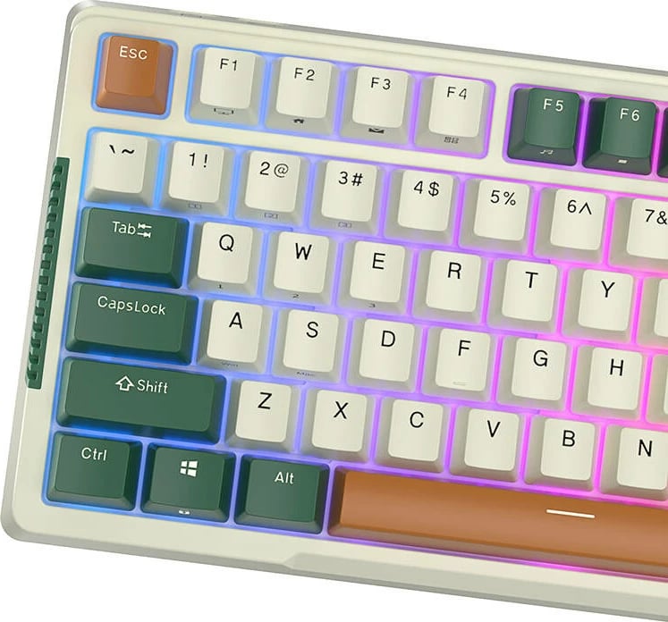 Tastierë mekanike wireless Royal Kludge RKH81, RGB, Sky cyan switch, e bardhë/gjelbër