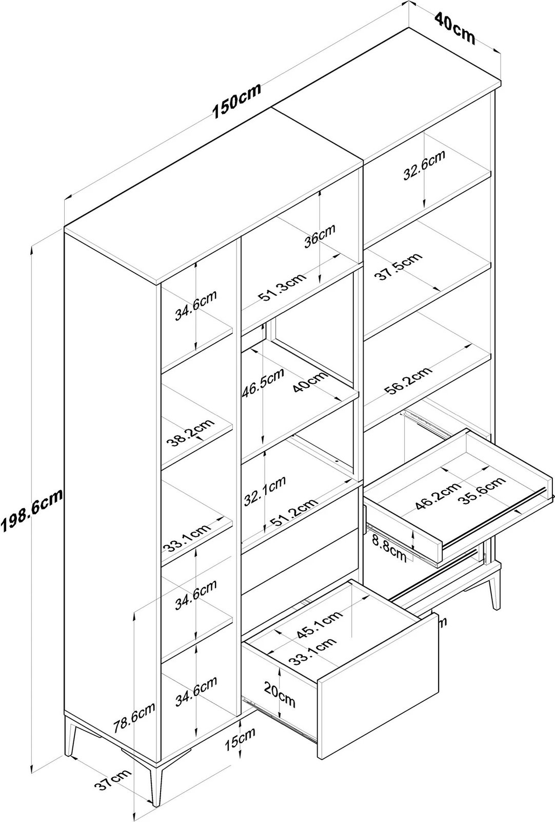 Dollap shumëpërdorimësh, ngjyrë e bardhë, Skye Decor, JE131 - 2989