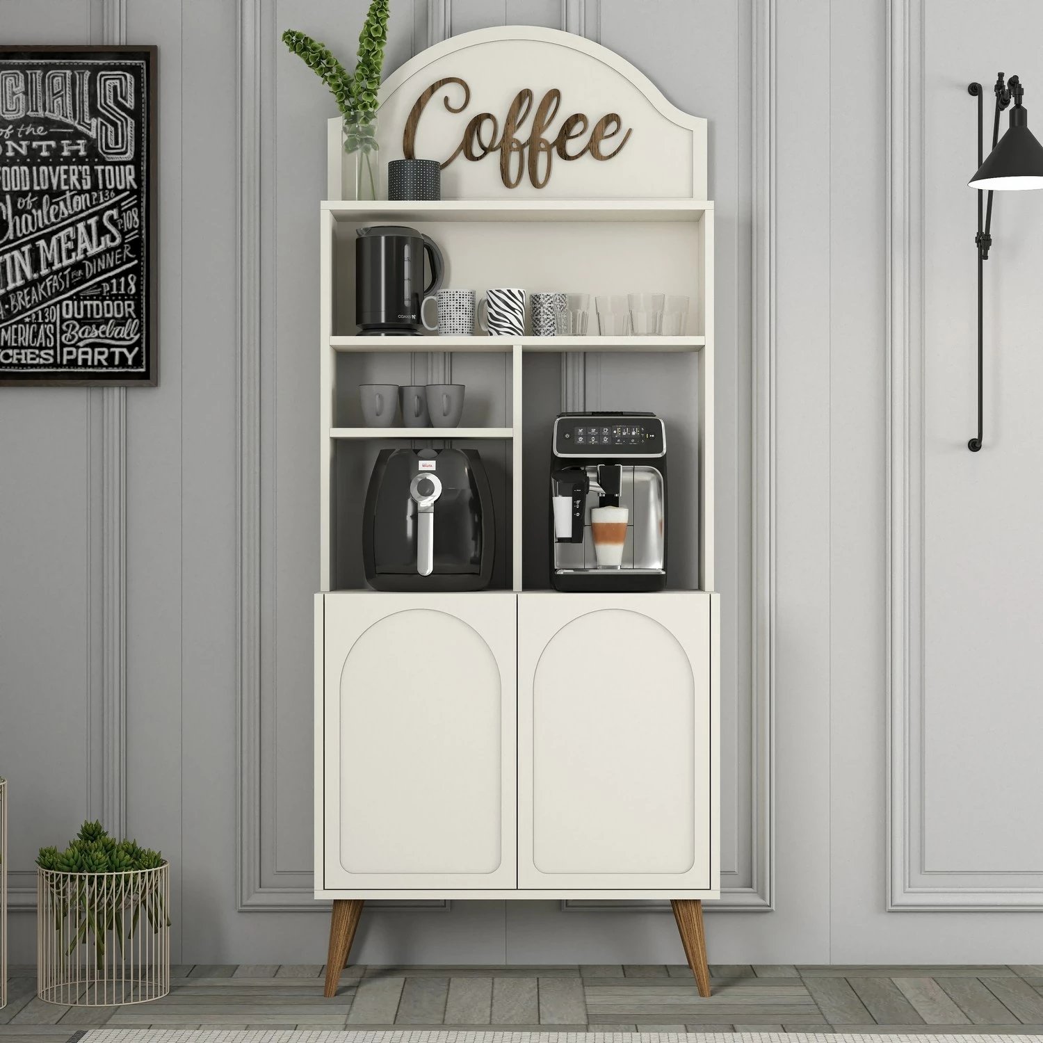 Dollap për kafe, Hanah Home, Lyon 80, krem dhe arre