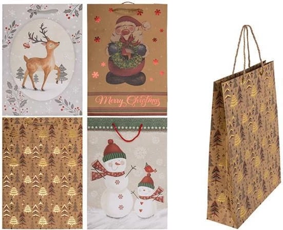 Qese letre Krishtlindjesh OUT OF THE BLUE, H34.5x25x8.5cm, set me 4 dizajne