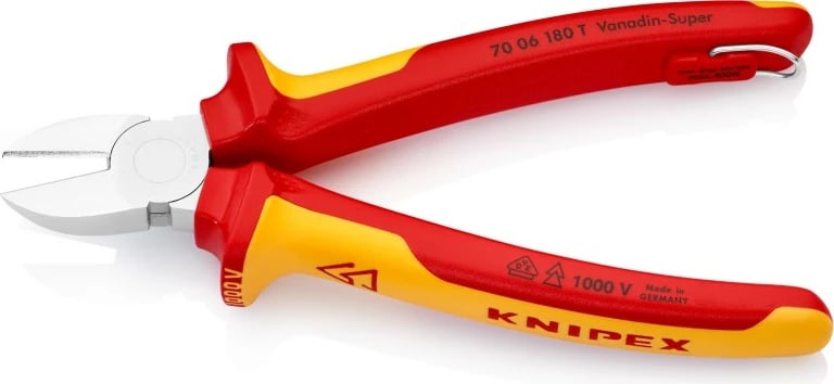 Knaqeza Knipex 70 06 180 T, 180mm, dorezë plastike, ngjyrë portokalli/kuqe