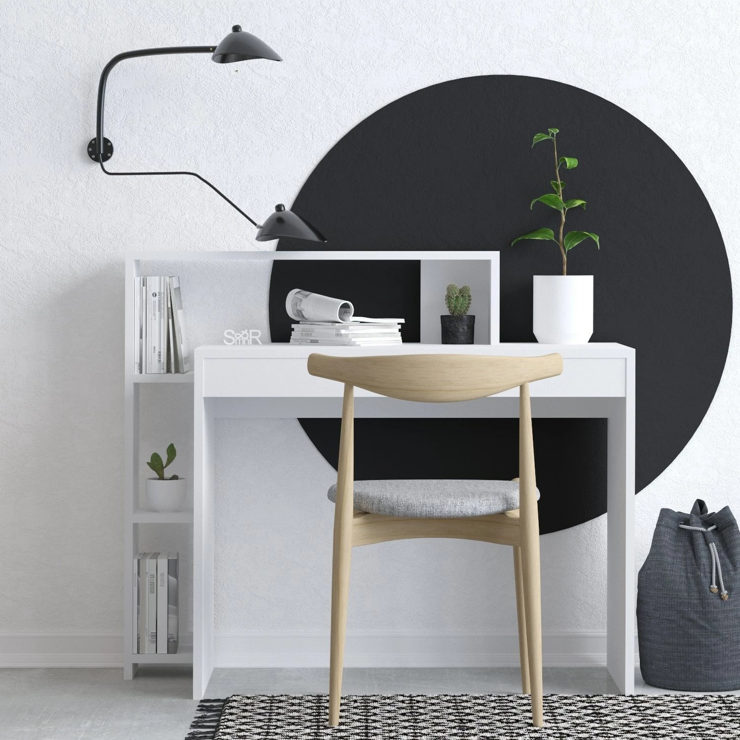 Tavolinë pune për studime, Hanah Home, Trella, e bardhë