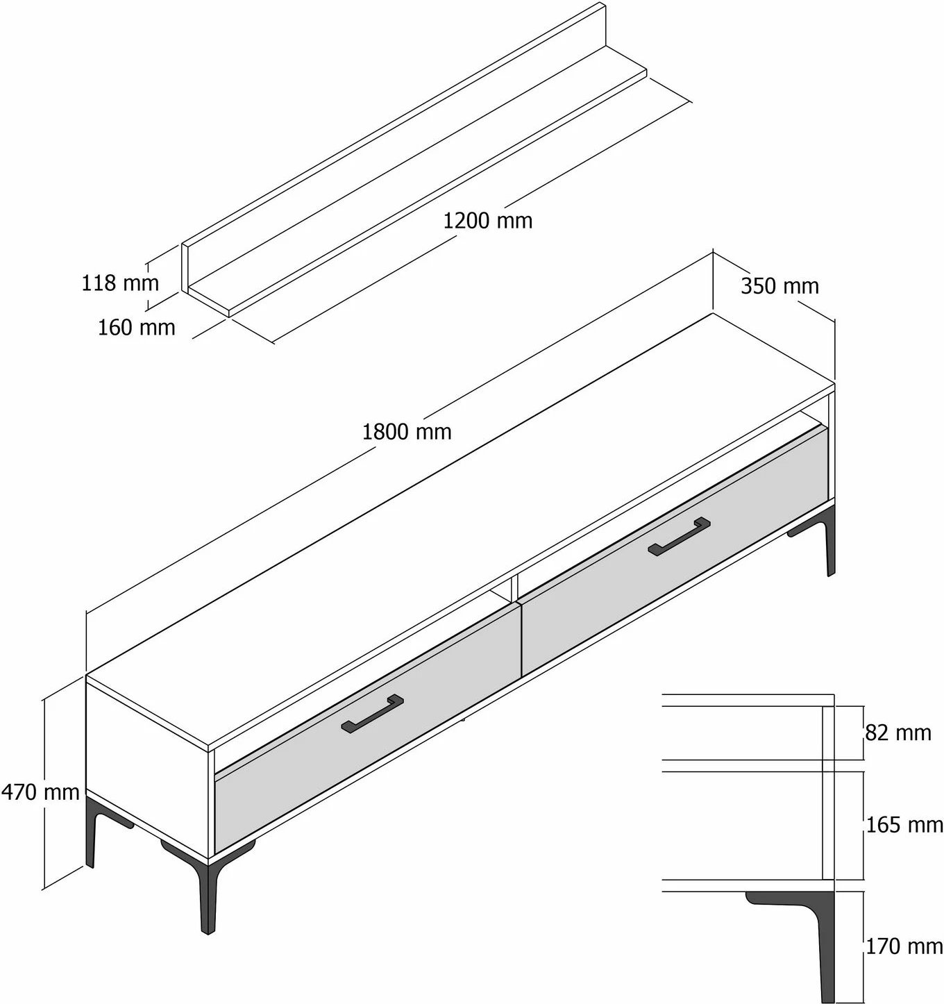 Konsolë TV Skye Decor, Istanbul, ngjyrë arre dhe krem