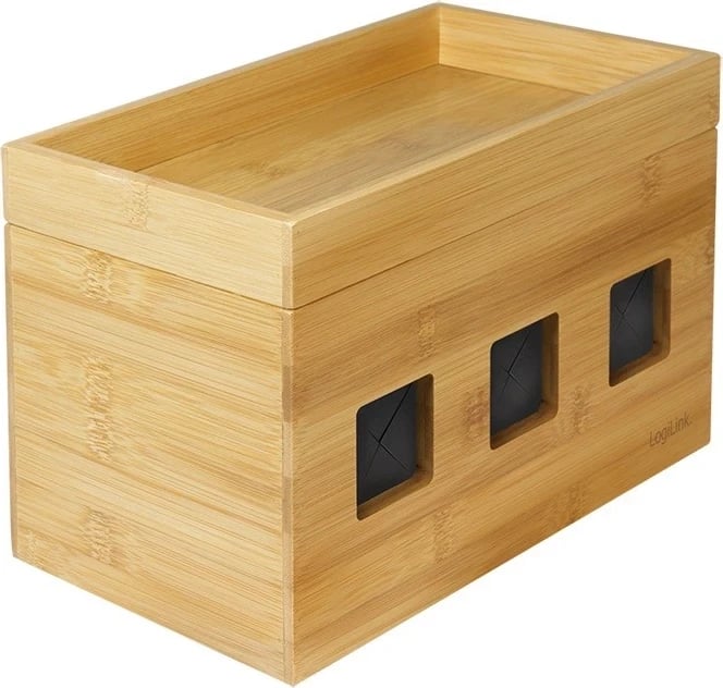 Kutia për Kabllot LogiLink, prej bambu, e bardhë