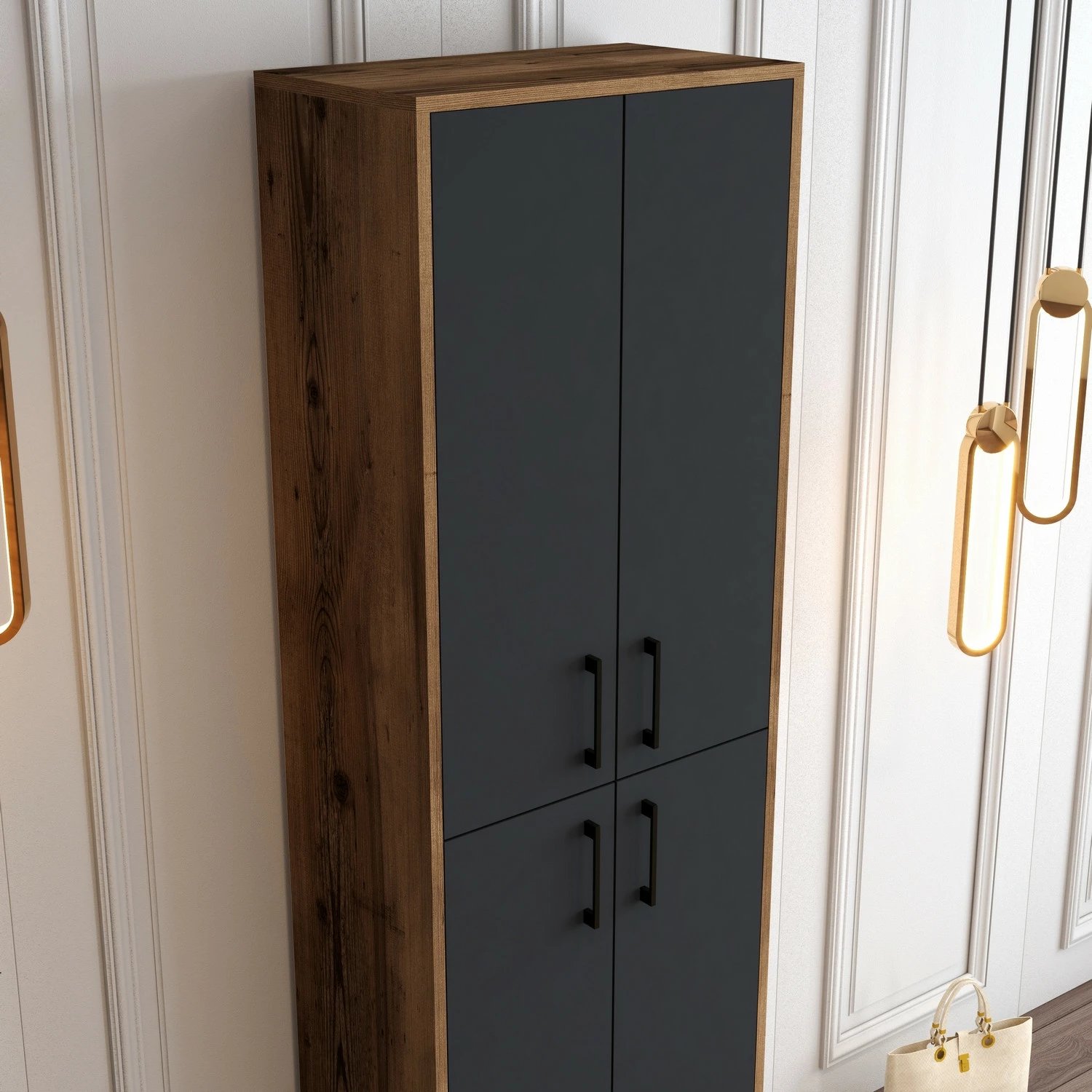 Dollap këpucësh Skye Decor, Berlin A, ngjyrë arrë dhe antracit