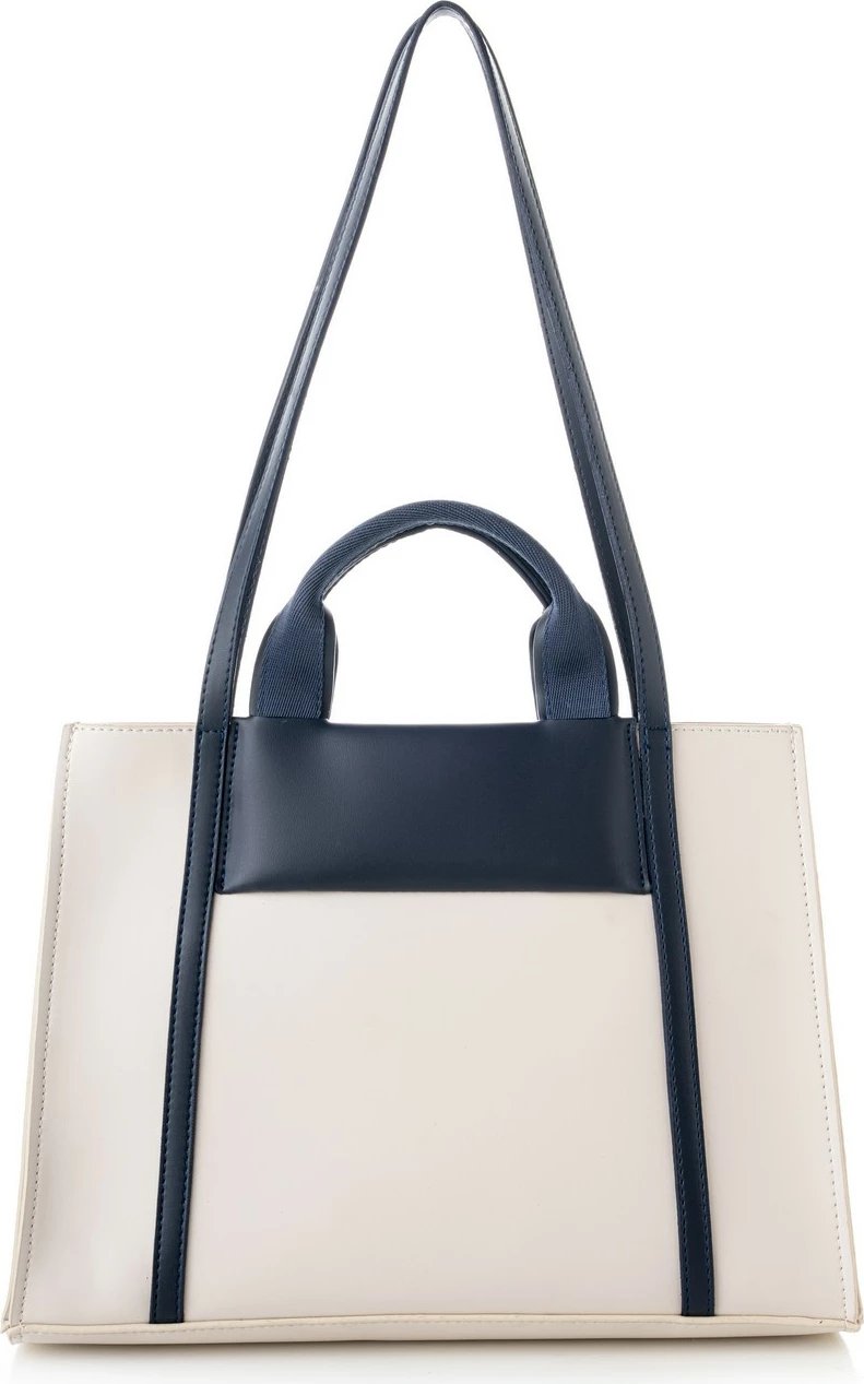 Tote bag Vince Camuto, Umbria, krem dhe kaltër e errët
