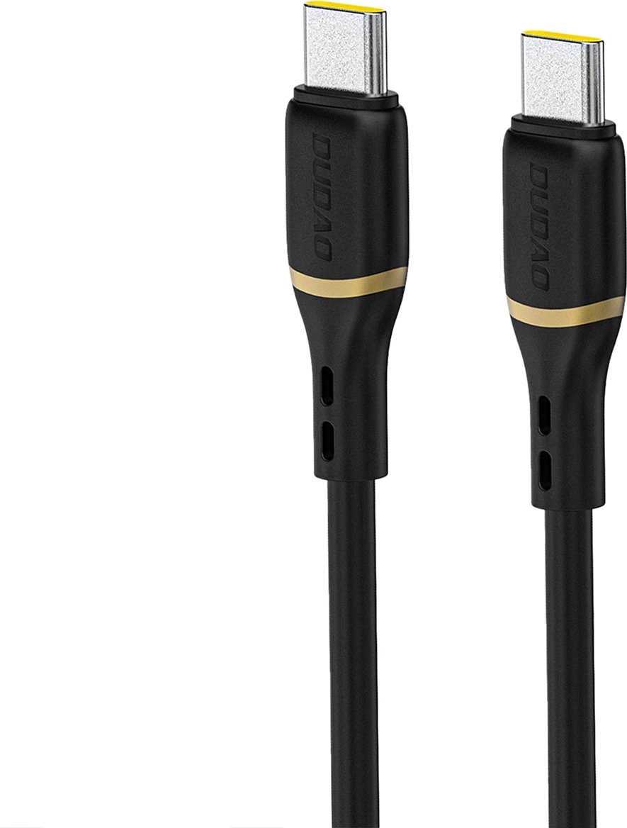 Kabllo USB-C në USB-C, Dudao L25C, 1 m, 60 W PD 3 A, USB 2.0 480 Mb/s, gërshetim silikon i butë, e zezë