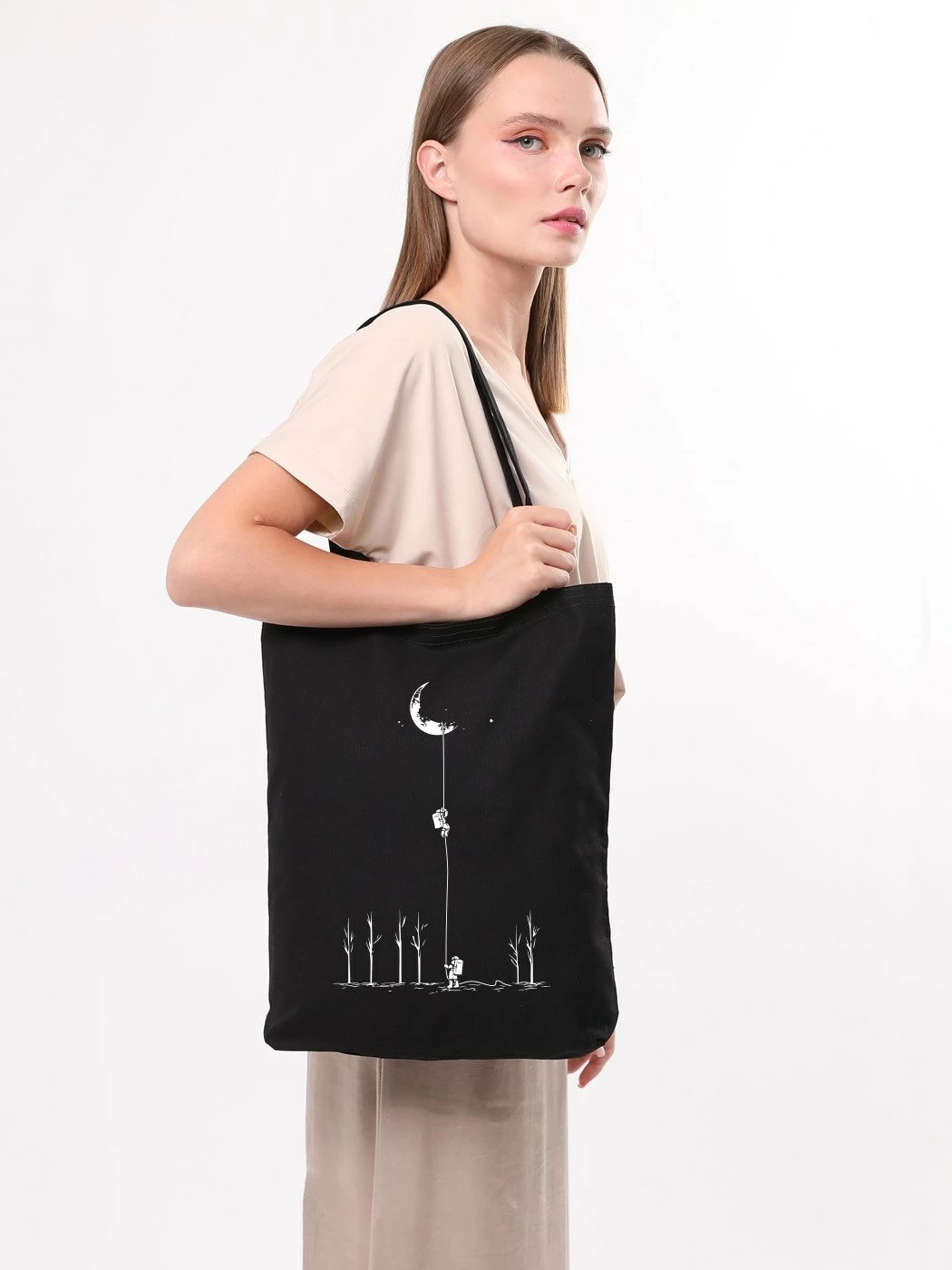Qese tote Zoozie, e zezë, 35x40x8cm