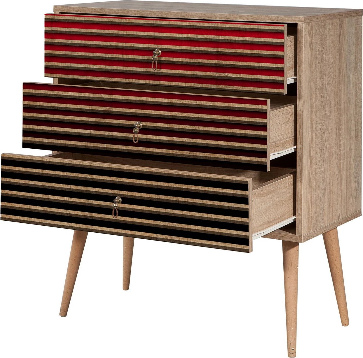 Komodë moderne, ngjyrë lisi Sonoma, Skye Decor, Trio - 221