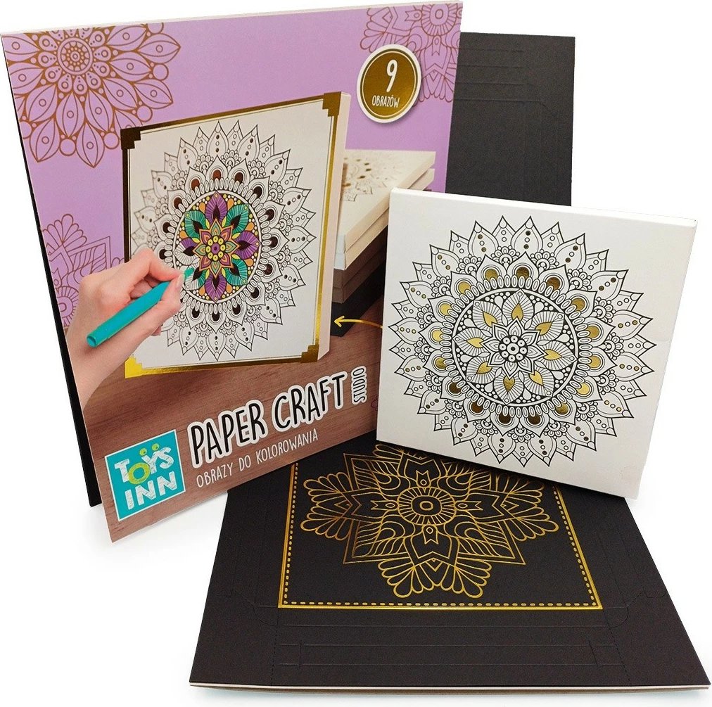 Set për ngjyrosje mandala Stnux STN8882, 9 copë, letër, ari, e bardhë/e zezë/e bezhë