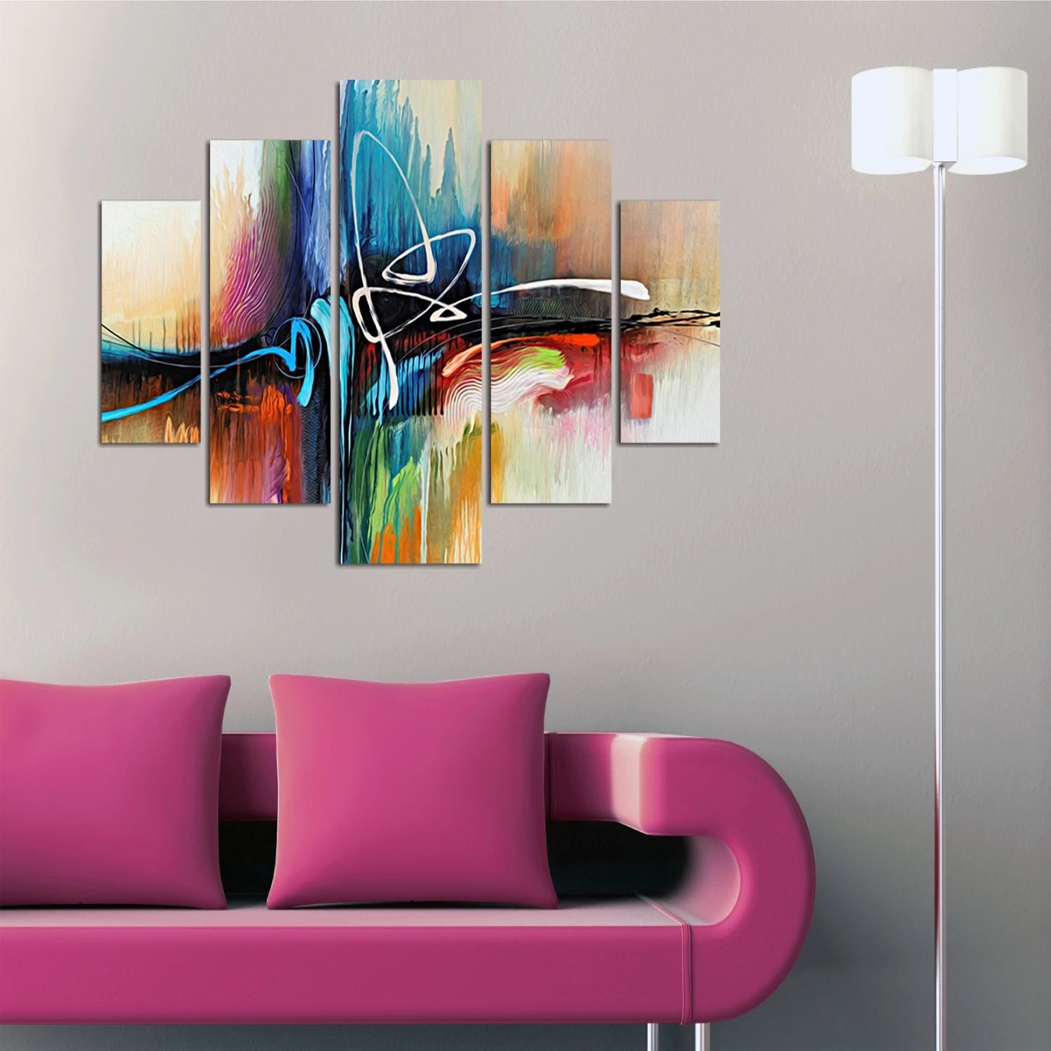 5 Piktura MDF me Ngjyra Abstrakte 82Χ56x3 FH7202.02