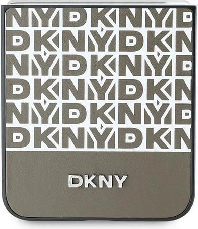 Mbështjellës DKNY Repeat Pattern Bottom Stripe për Samsung Galaxy Z Flip 6, Kafe