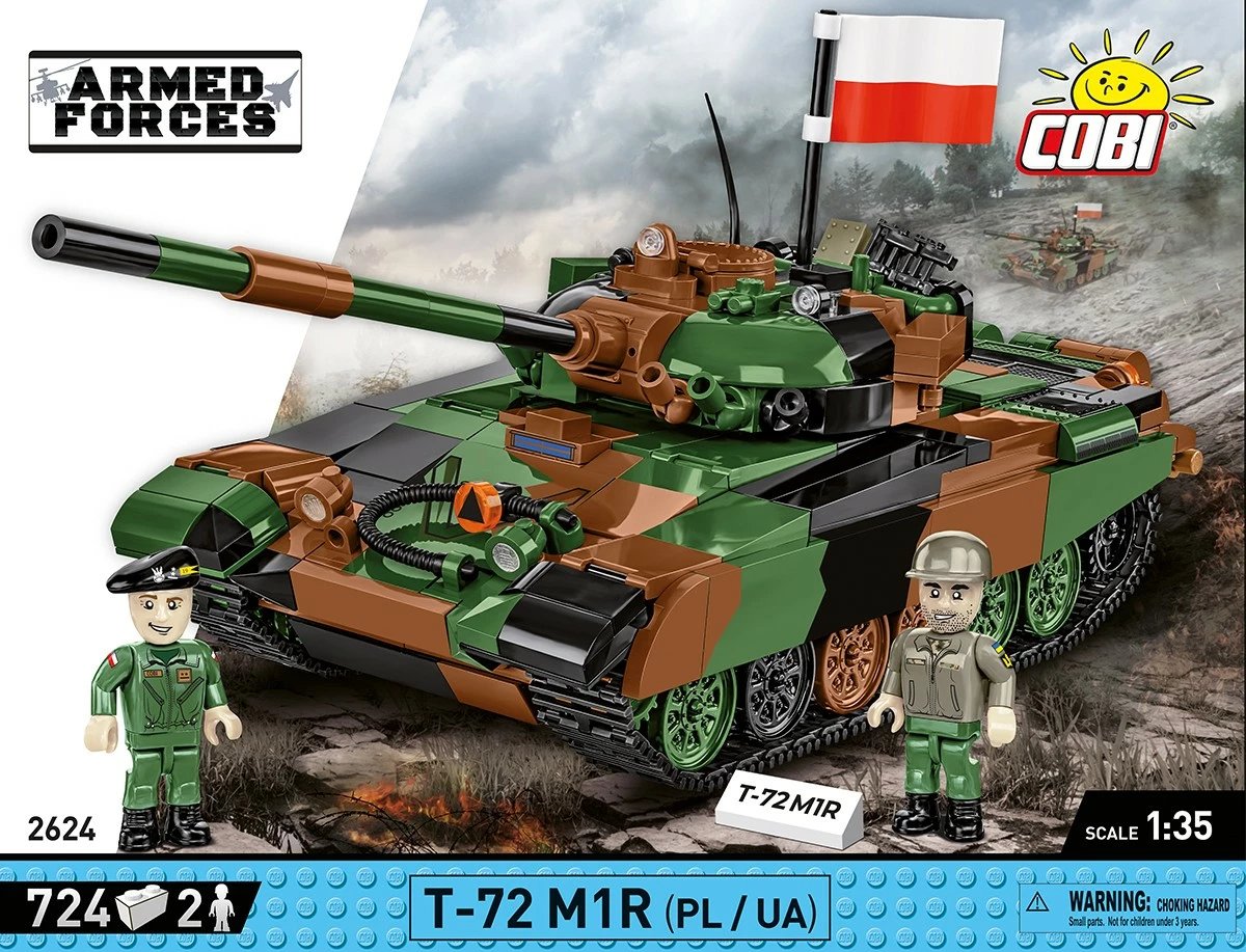 Set lodrash ndërtimi Cobi Klocki T-72M1R, 724 pjesë, me 2 figurina, Kamuflazh