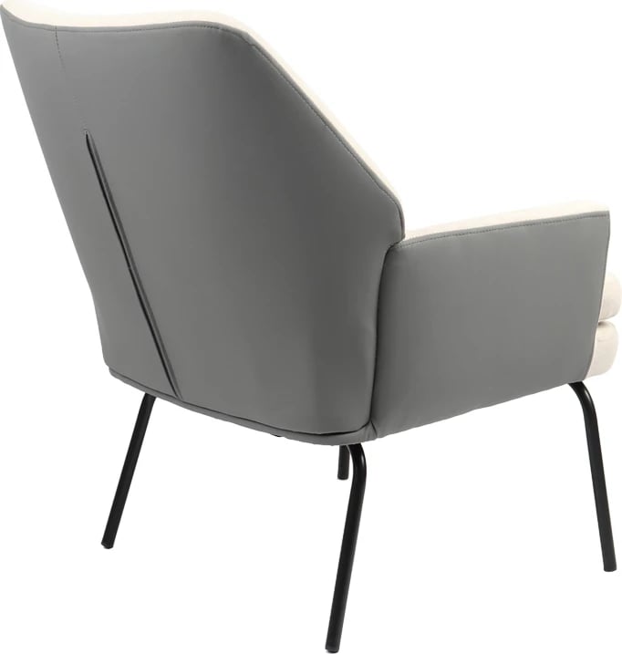 Fotel Kieran, pëlhurë bezhë-gri, këmbë të zeza, 67x89x86cm