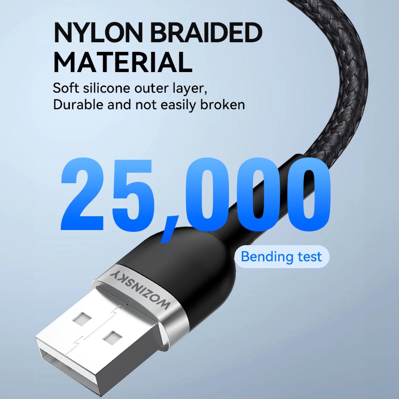 Kabllo karikimi Wozinsky WNBAL1, USB-A në Lightning, 1 m, najlon, e zezë