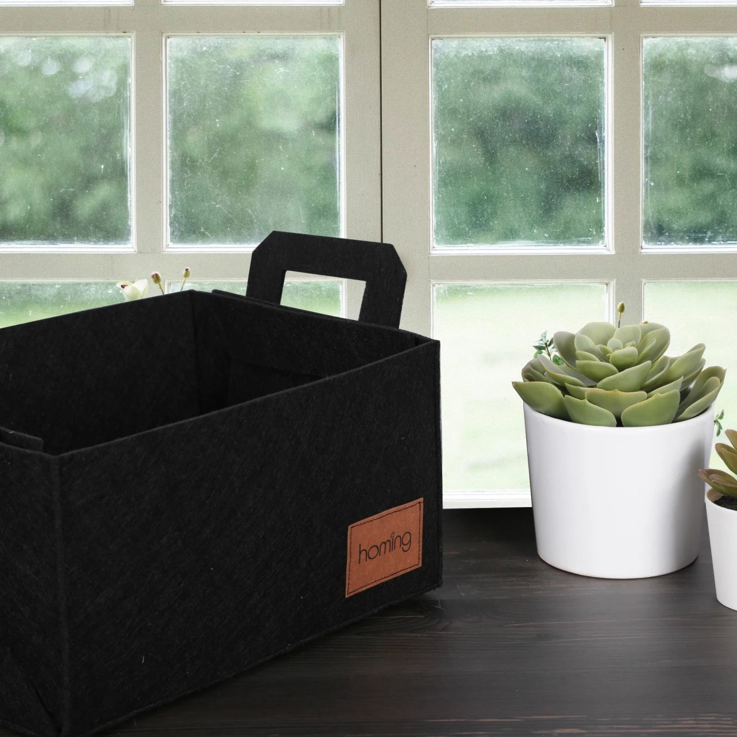 Organizues tavoline prej lëkure sintetike, ngjyrë e zezë, Aberto Design, HMY-6267, 30x20x15cm