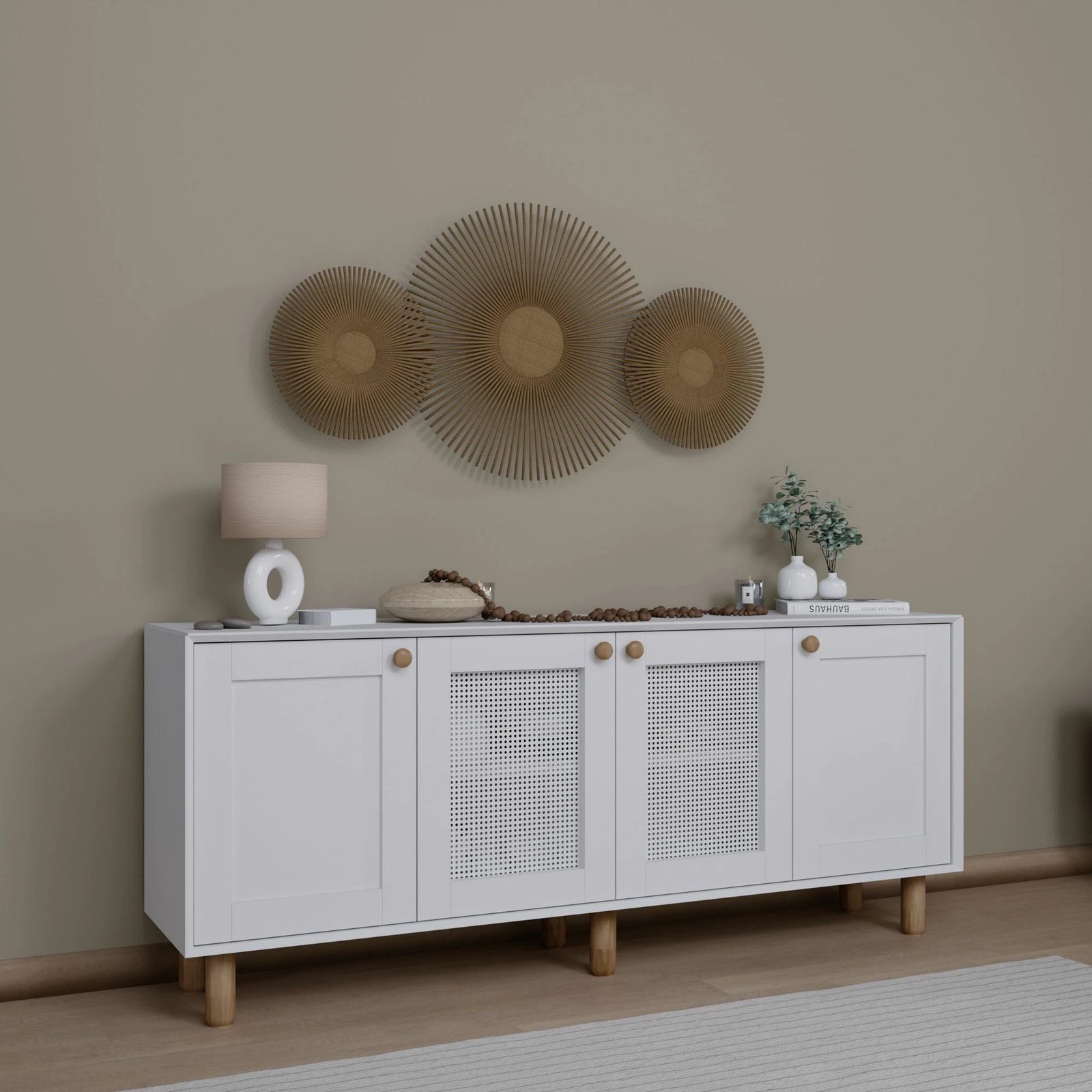 Konsolë Skye Decor, stil bohemian, e bardhë, 180x75x40cm