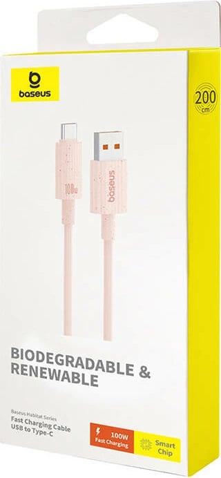 Kabllo karikimi i shpejtë Baseus Habitat Series, USB në USB-C, 2m, 100W, rozë