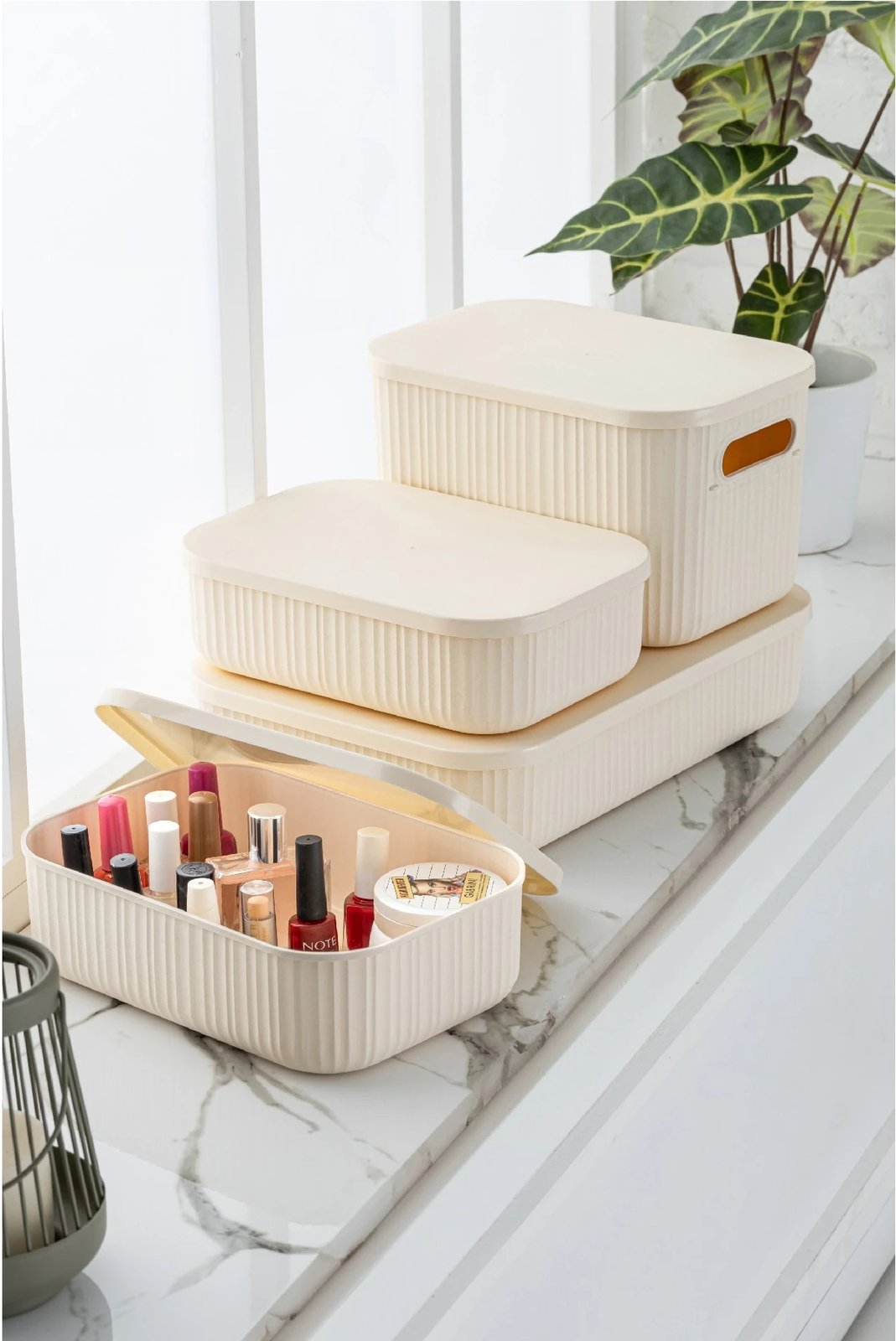 Organizues për make-up Hermia, VLINE4LIKRSK, bezhë, set 4 copë