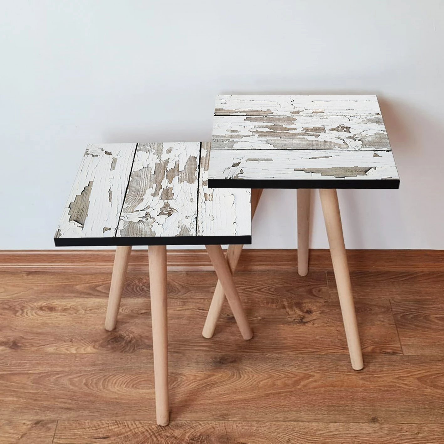 Set tavolinash të vendosshme, dy copë, Skye Decor, e bardhë dhe kafe, 2Shp3