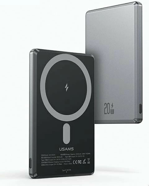 Powerbank USAMS USA001390, 5000mAh, MagSafe, Fast Charging PD 20W, Gri