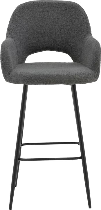 Karrige për bar Renish bouclé ngjyrë gri-këmbë metalike të zeza 51x57x114cm