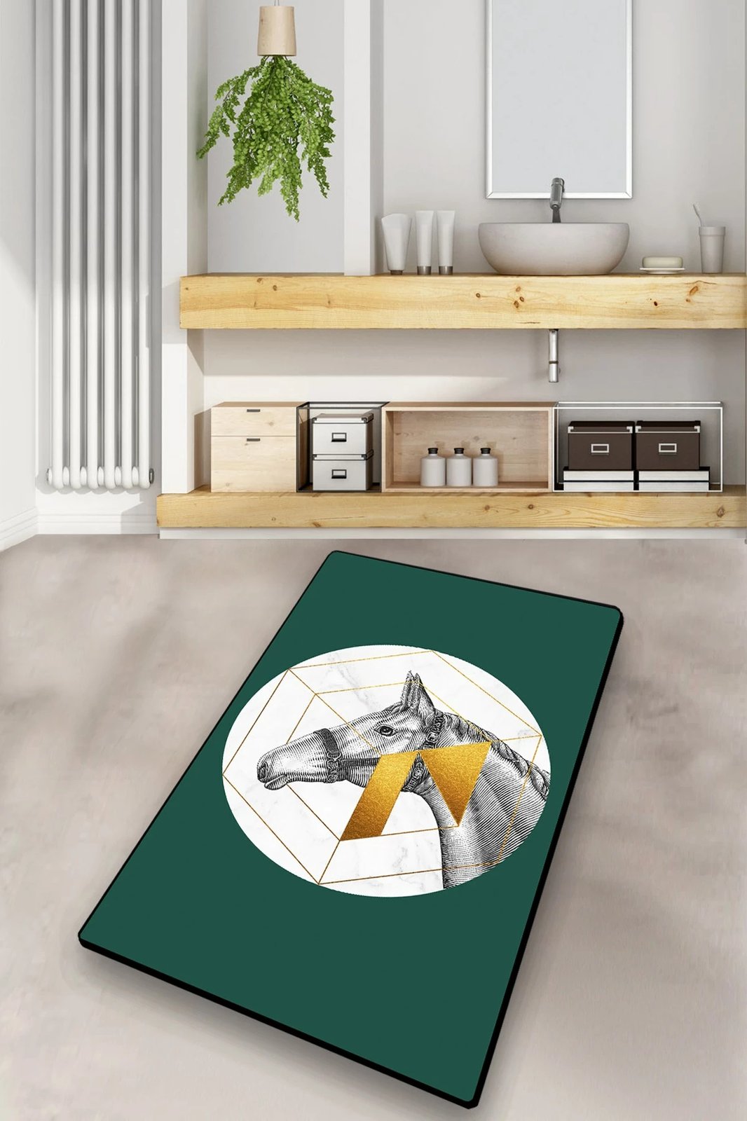 Tapet për banjo Mijölnir, shumëngjyrësh, me kalë, 70x120cm