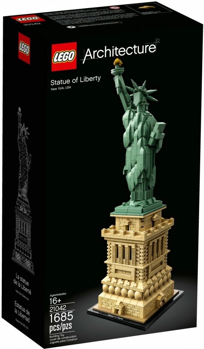 Set ndërtimi LEGO Architecture 21042 Statue of Liberty, 1685 pjesë, sand-green/bezhë