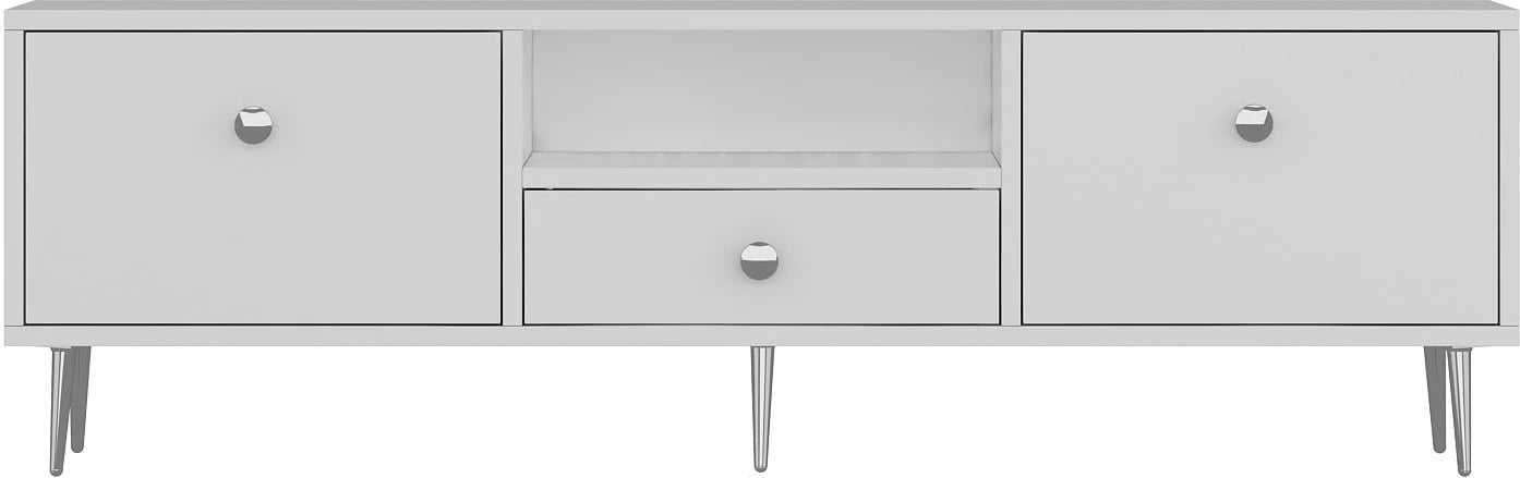 Komodë TV Skye Decor, e bardhë, argjend, 1307-DROP-1