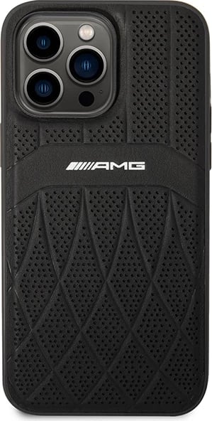 Mbështjellës Mercedes AMG AMHMP14XOSDBK për iPhone 14 Pro Max 6.7", lëkurë, MagSafe, zi