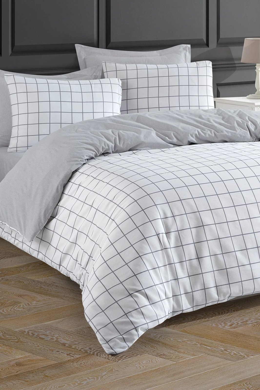 Set mbulesë për jorgan Super King, Artus, ngjyrë gri-bardhë