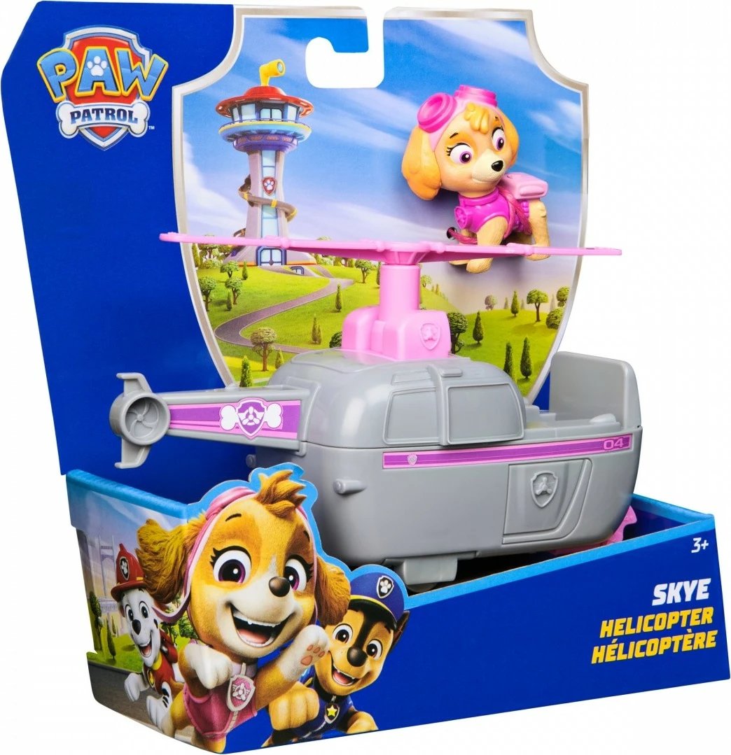 Lodër helikopter Paw Patrol Spin Master Skye, plastikë, gri/rozë