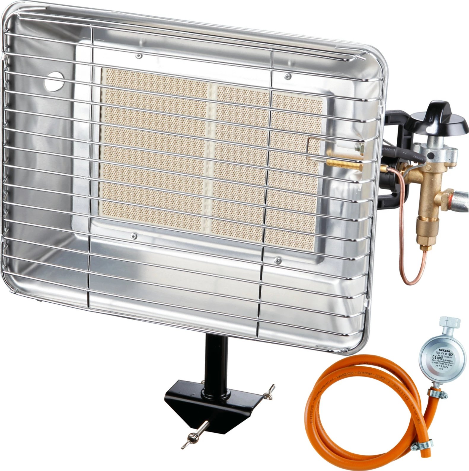 Ngrohës radiant Meva TB01005P për bombol gazi LPG, 4.2 kW, me rregullator dhe çakmak piezo