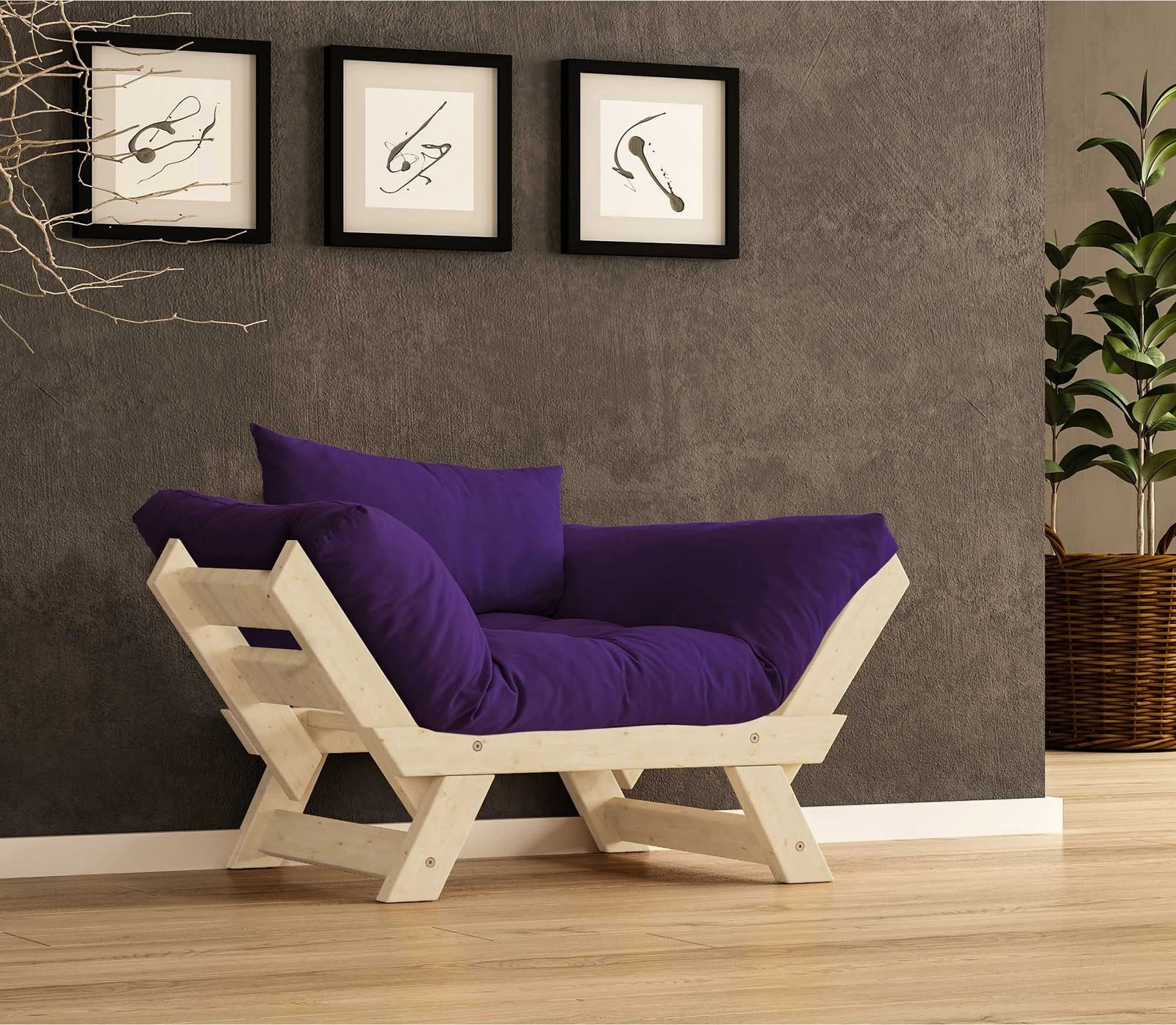 Karrige njëvendëshe për kopsht, Skye Decor, natyrale/lepurpur, CPT8147-140